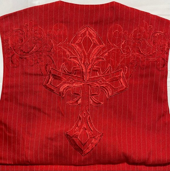 XL Franky Max - Men’s Casual Vest Embroidered Front & Back Red - Picture 3 of 10